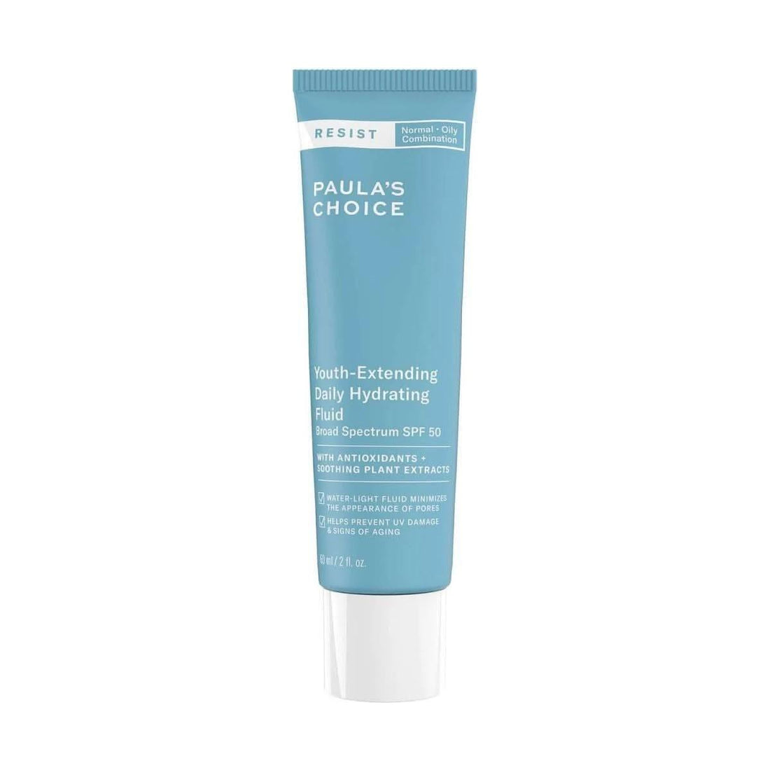 Paula’s Choice Resist Youth-Extending Daily Hydrating Fluid SPF 50 60ml | Lightweight Anti-Ageing SPF for Oily & Blemish-Prone Skin  Matte, Non-Clogging Protection