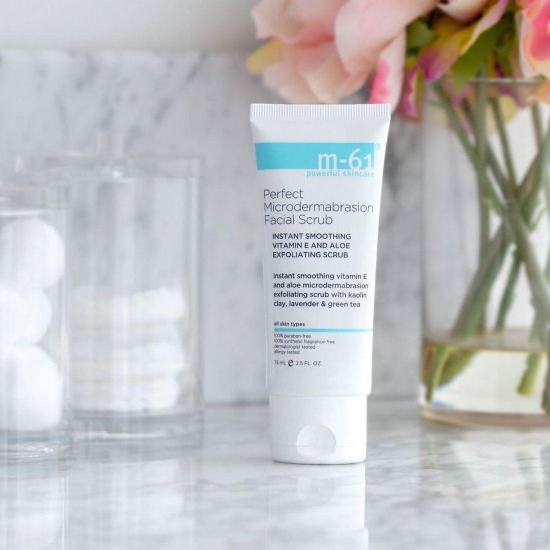 M-61 Perfect Microdermabrasion Facial Scrub 75ml | 1-Minute Polishing Mask with Kaolin, Vitamin E &amp; Aloe M-61