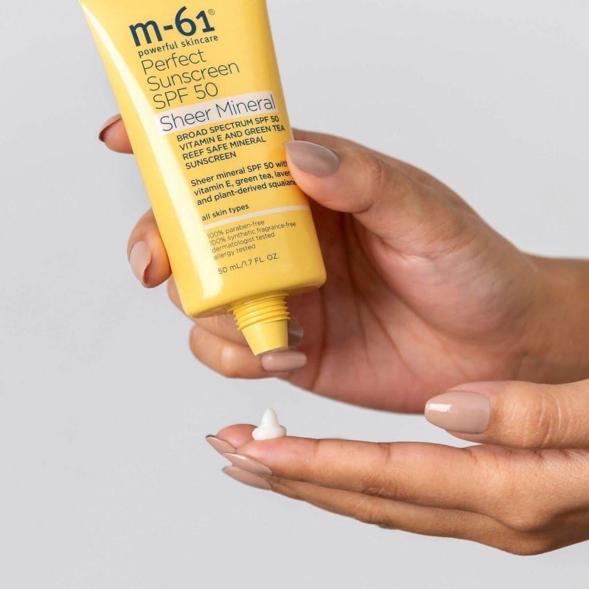 M-61 Perfect Sheer Mineral Sunscreen SPF 50 50ml | Lightweight Reef-Safe SPF with Zero White Cast M-61