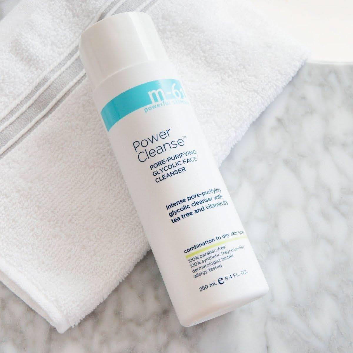 M-61 Power Cleanse 250ml | Exfoliating Gel Cleanser with Glycolic Acid &amp; Tea Tree for Clear, Refined Skin M-61