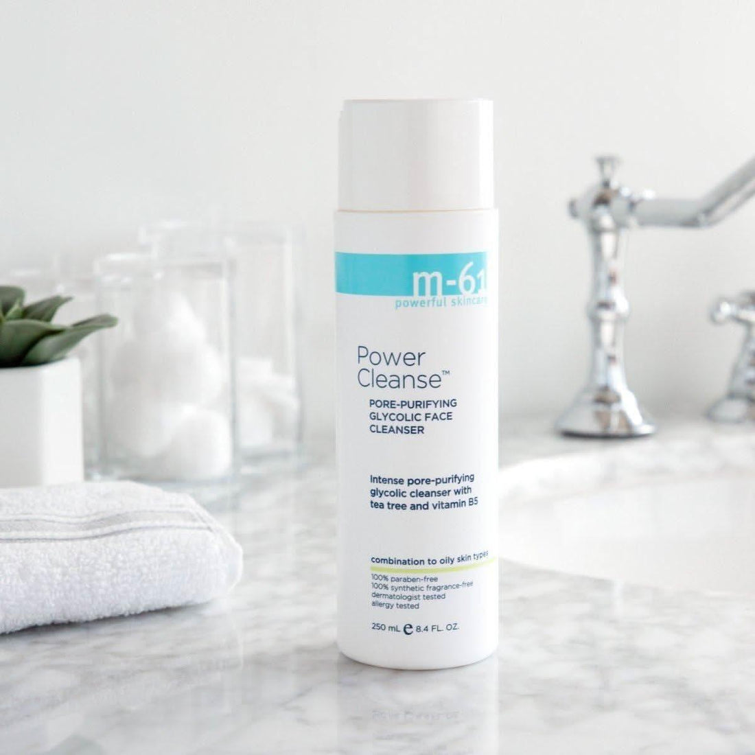 M-61 Power Cleanse 250ml | Exfoliating Gel Cleanser with Glycolic Acid &amp; Tea Tree for Clear, Refined Skin M-61