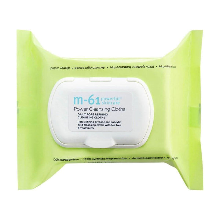 M-61 Power Cleansing Cloths 30 Count | Pore-Refining Daily Wipes with Glycolic Acid, Salicylic Acid &amp; Tea Tree