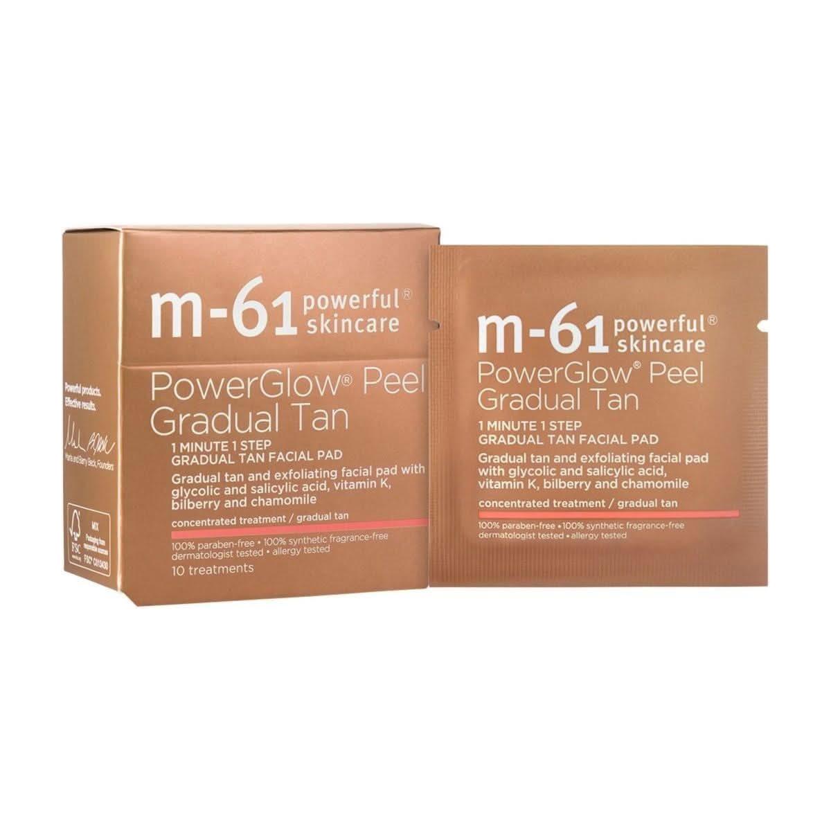 M-61 PowerGlow Peel Gradual Tan 30 Treatments | Exfoliating Glow Pads with Glycolic Acid &amp; Gradual Tan