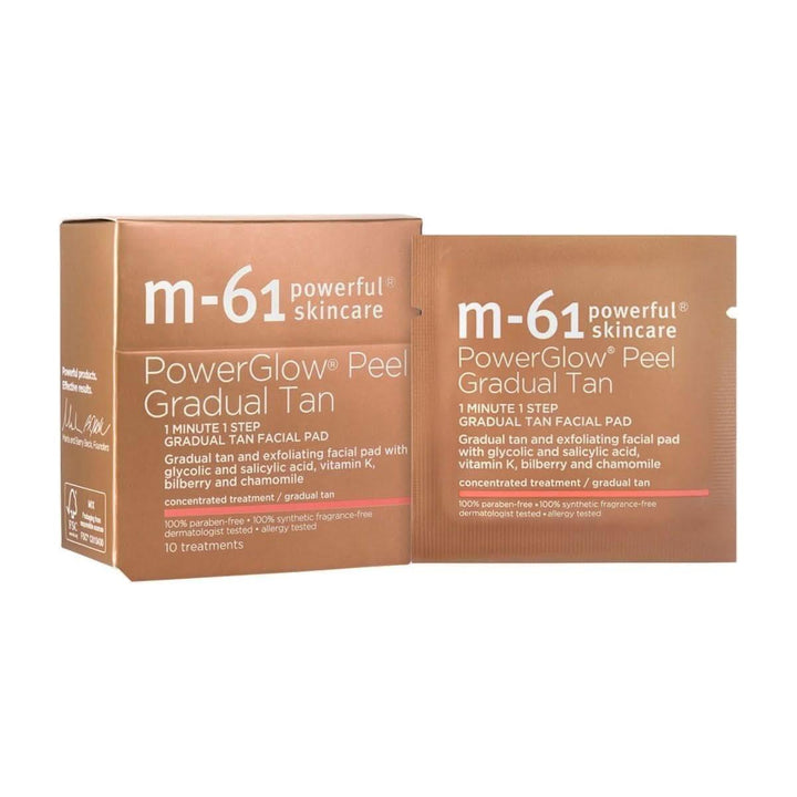 M-61 PowerGlow Peel Gradual Tan 30 Treatments | Exfoliating Glow Pads with Glycolic Acid &amp; Gradual Tan