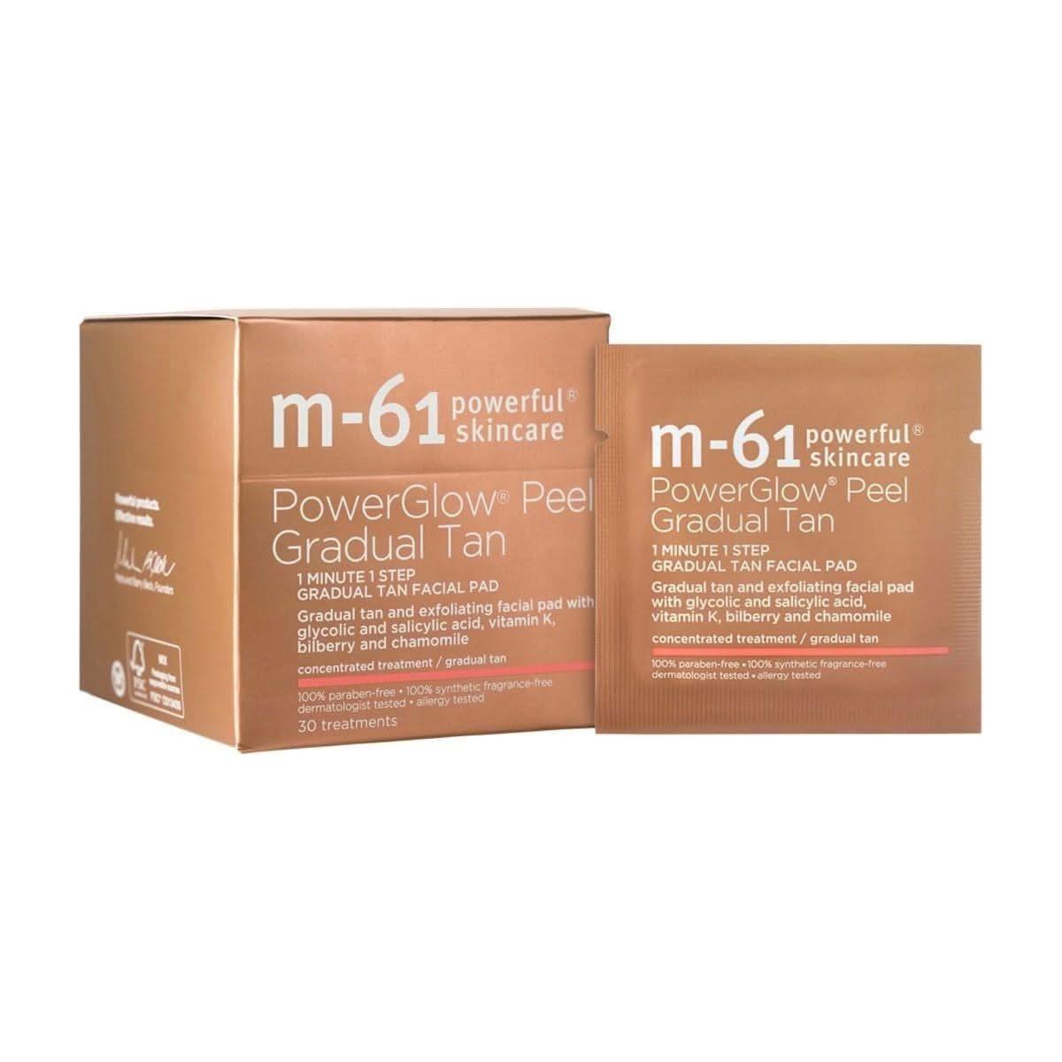M-61 PowerGlow Peel Gradual Tan 30 Treatments | Exfoliating Glow Pads with Glycolic Acid &amp; Gradual Tan