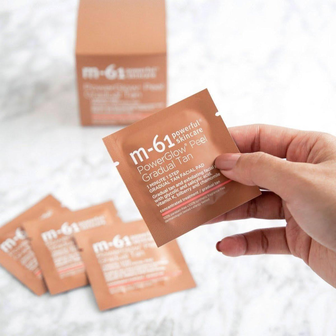 M-61 PowerGlow Peel Gradual Tan 30 Treatments | Exfoliating Glow Pads with Glycolic Acid &amp; Gradual Tan