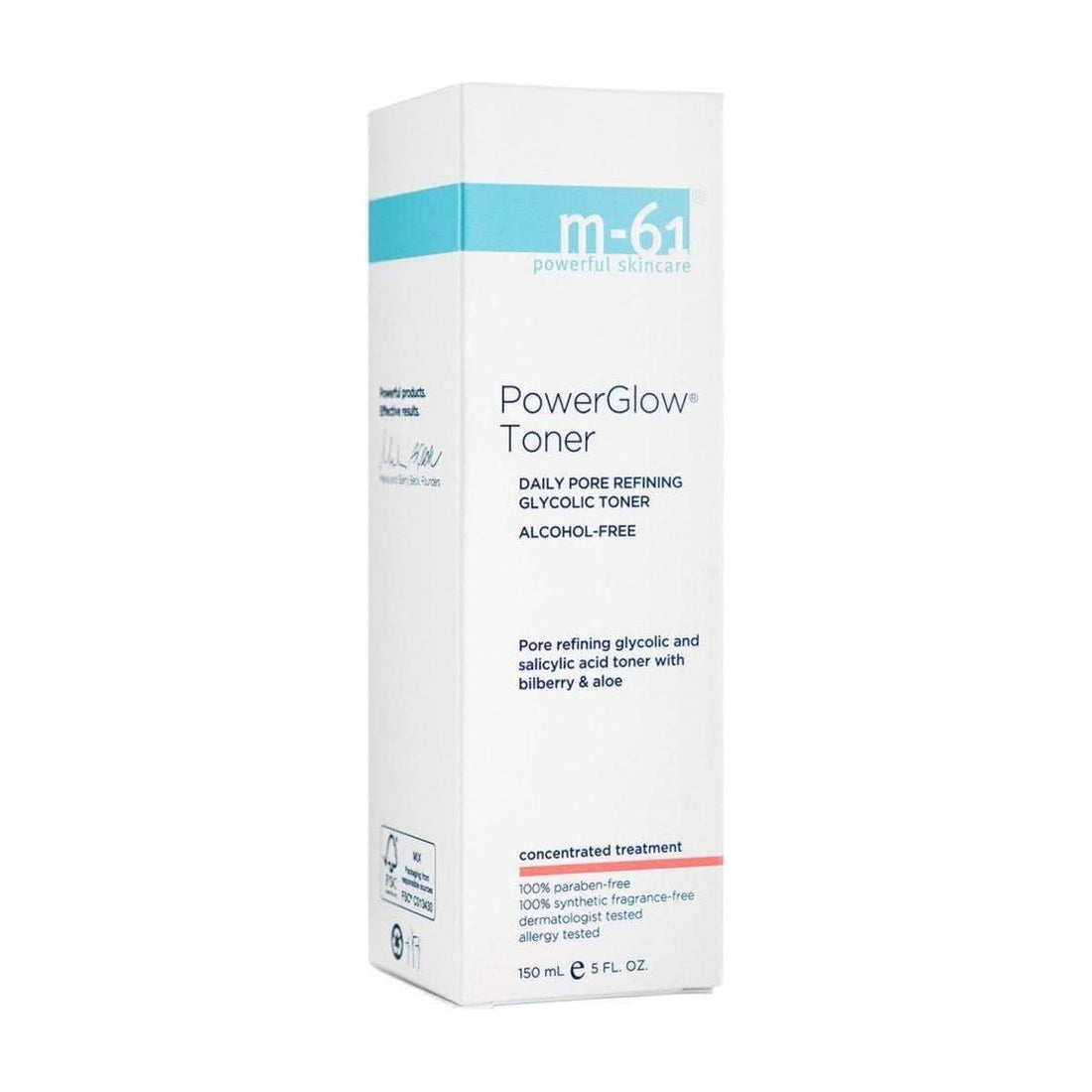 M-61 PowerGlow Toner 150ml | Daily Pore-Refining Toner with Glycolic Acid, Salicylic Acid, Bilberry &amp; Aloe