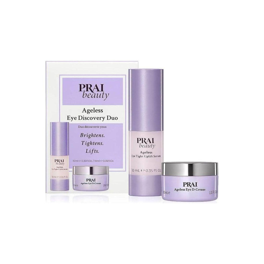 PRAI Beauty Ageless Eye Discovery Duo Eye Tight Uplift Serum & Eye D-Crease 360° Eye Care for Lifted, Brighter & Youthful-Looking Eyes