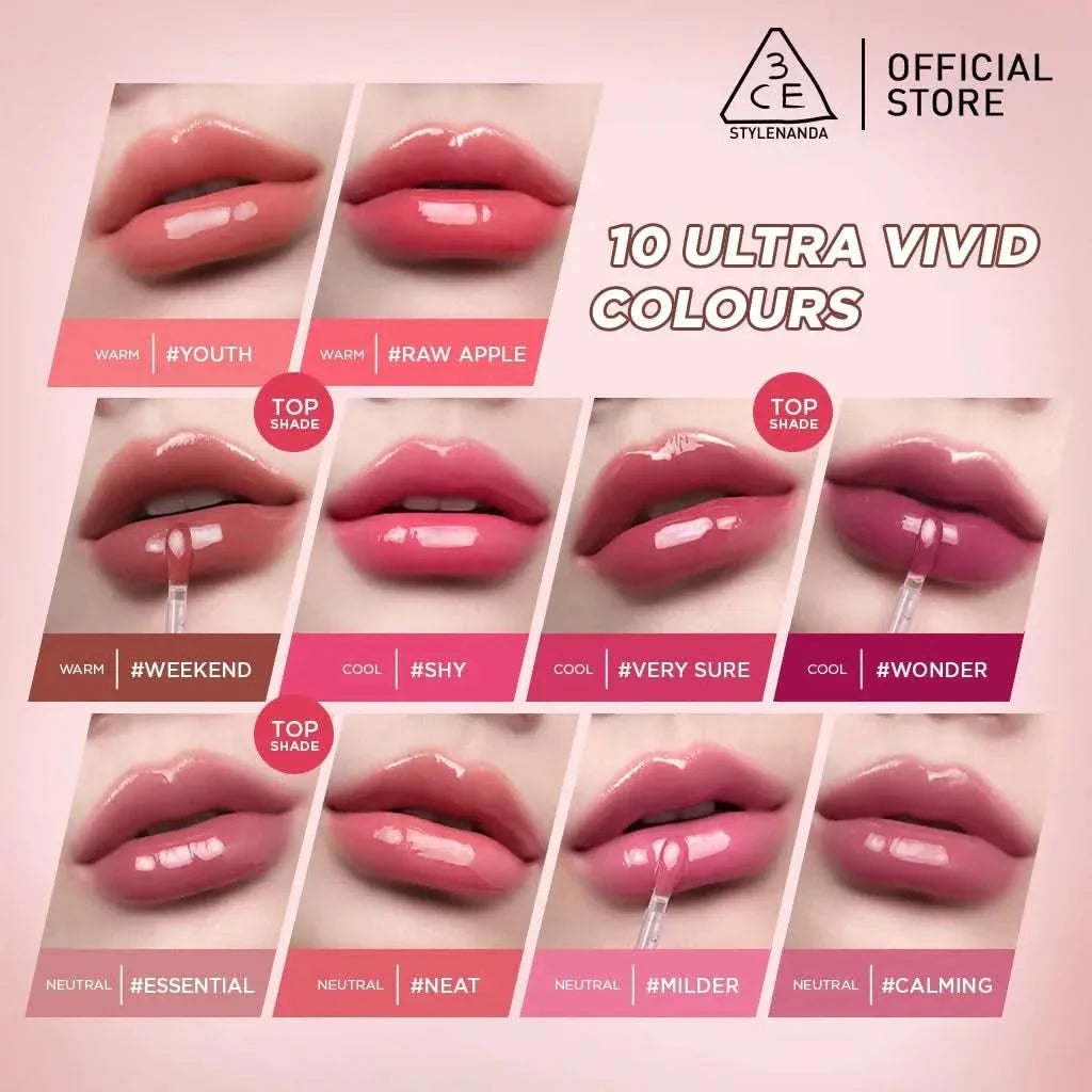 3CE Drop Glow Gel 3.8g | Hydrating & Ultra-Glossy Lip Tint