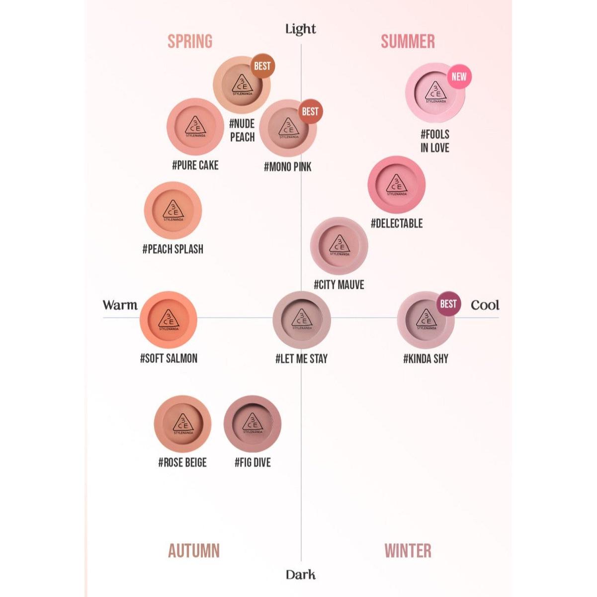 3CE Face Blush 5g-5.5g | Soft & Long-Lasting Powder Blush