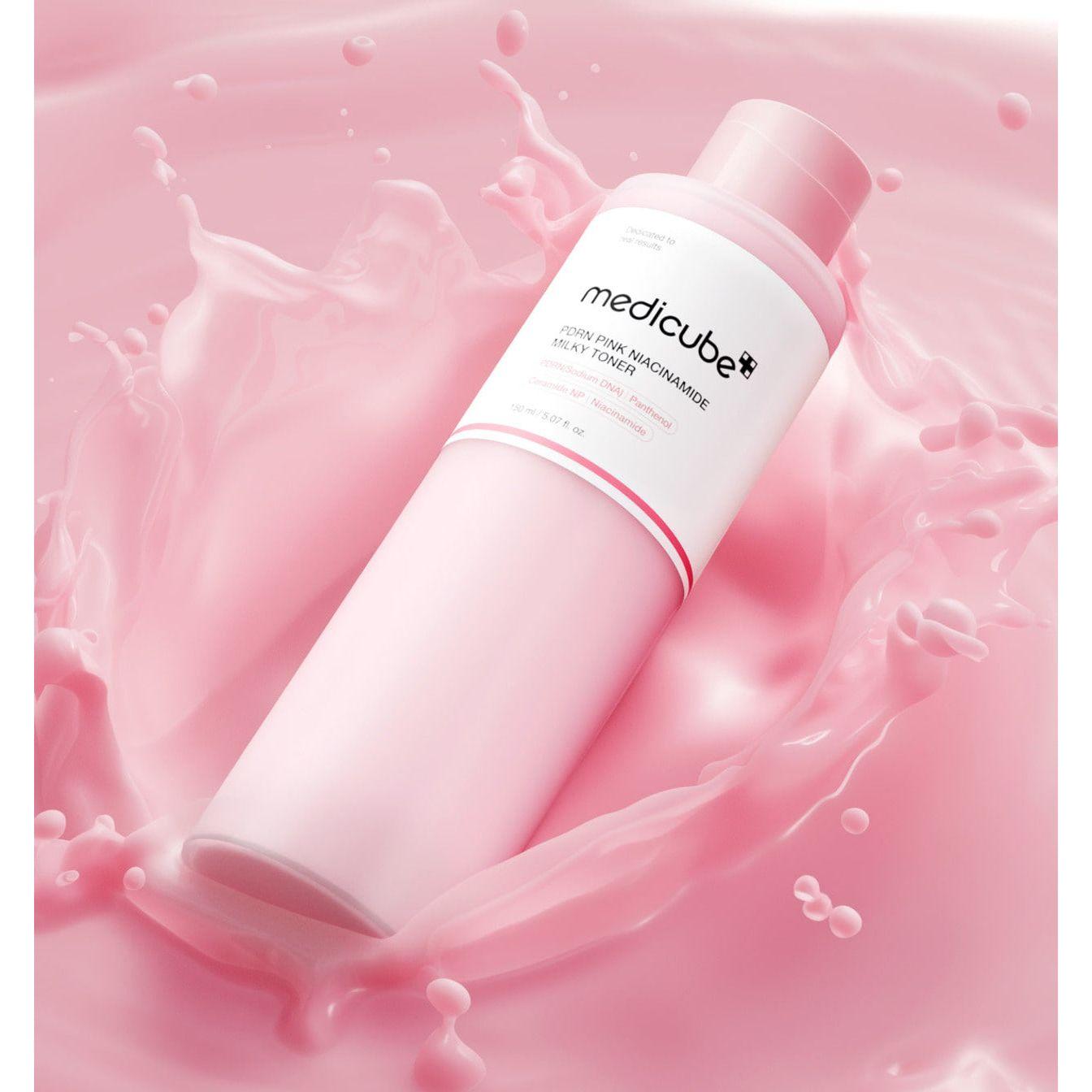 medicube PDRN Pink Niacinamide Milky Toner 150ml | Brightening Toner Essence with Salmon PDRN
