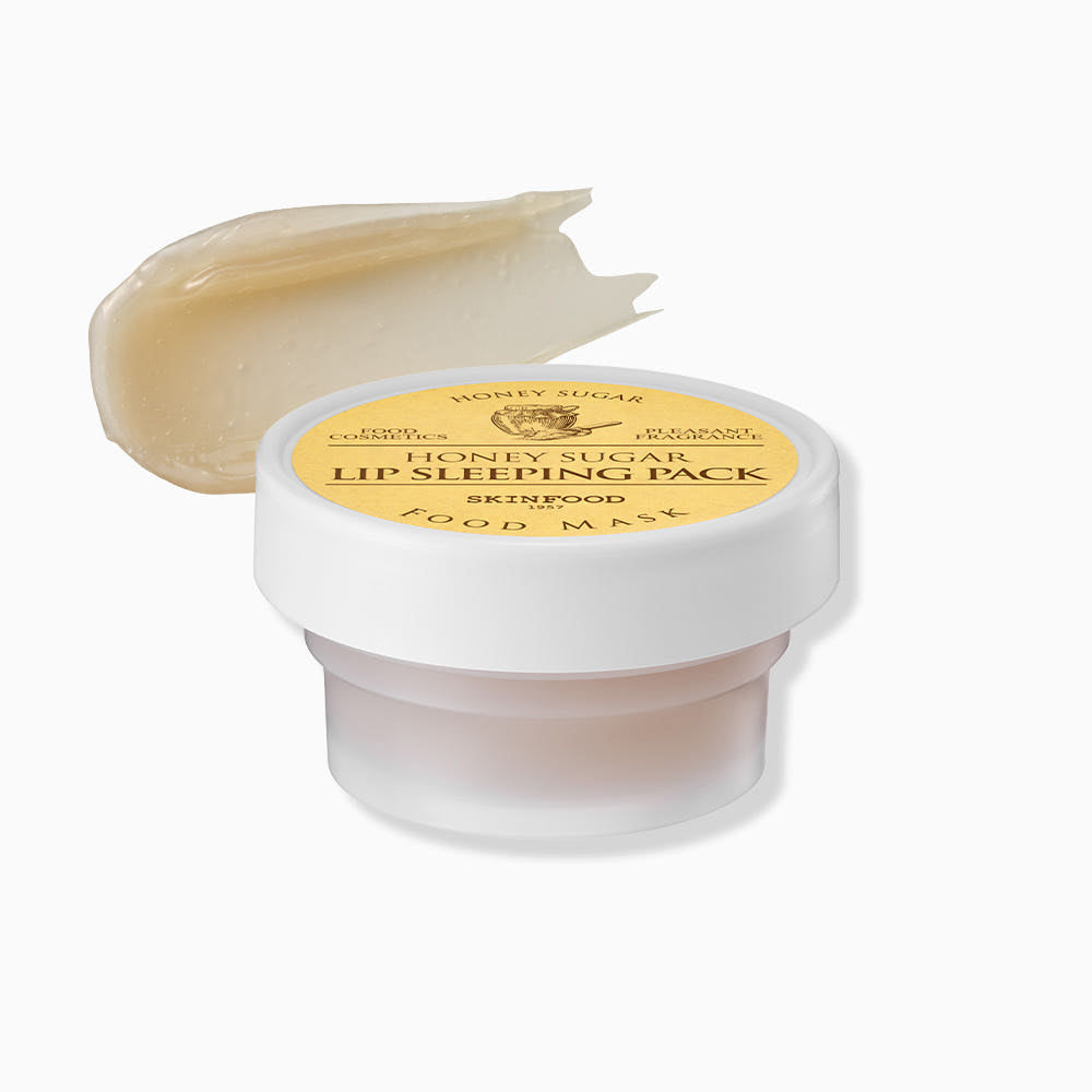 SKINFOOD Honey Sugar Food Mask Lip Sleeping Pack 21ml | Nourishing Overnight Lip Treatment with Manuka Honey & Black Sugar