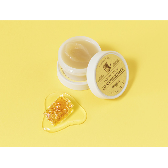 SKINFOOD Honey Sugar Food Mask Lip Sleeping Pack 21ml | Nourishing Overnight Lip Treatment with Manuka Honey &amp; Black Sugar