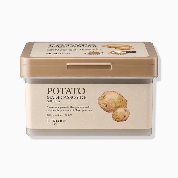 SKINFOOD Potato Madecassoside Daily Mask Sheet 270g / 30 Sheets | Soothing & Brightening Daily Sheet Masks