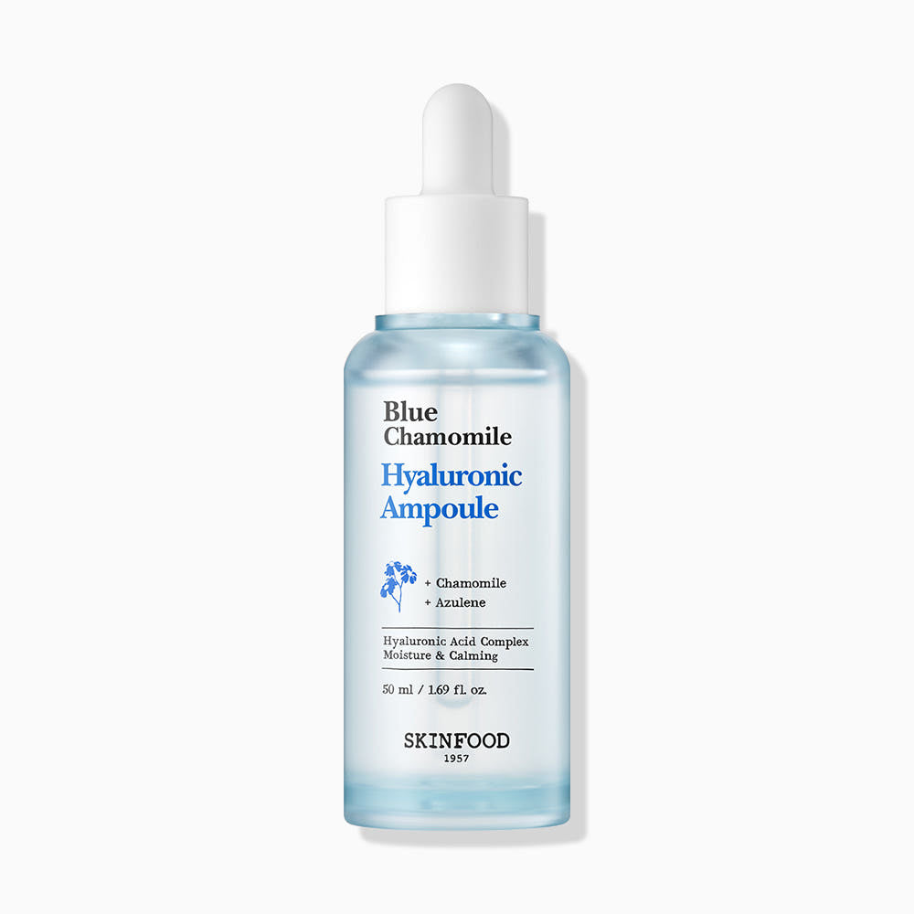 SKINFOOD Blue Chamomile Hyaluronic Ampoule 50ml | Deep Hydration & Soothing Vegan Serum