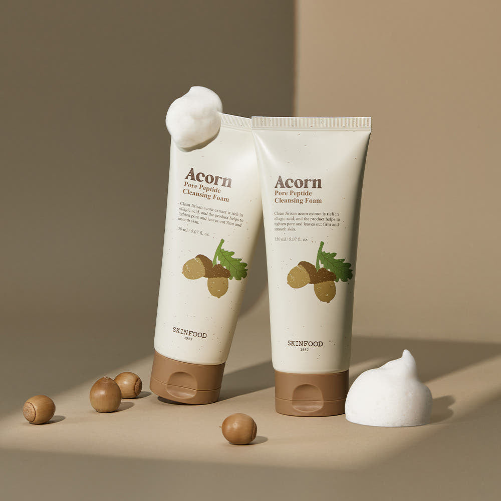 SKINFOOD Acorn Pore Peptide Cleansing Foam 150ml | Deep Pore Cleanser with Oil Control & Firming Peptides