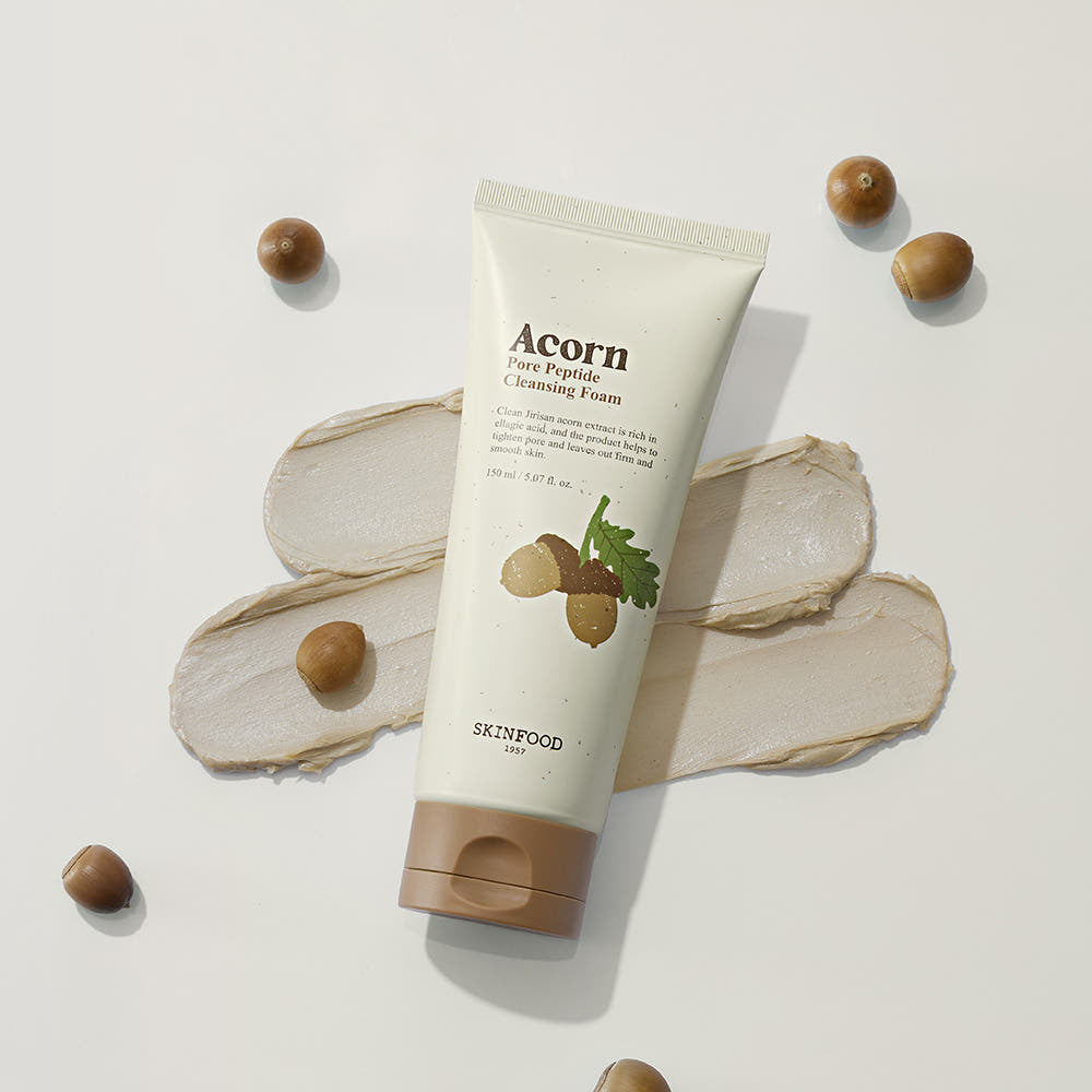 SKINFOOD Acorn Pore Peptide Cleansing Foam 150ml | Deep Pore Cleanser with Oil Control & Firming Peptides