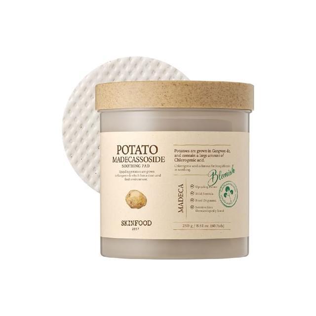 SKINFOOD Potato Madecassoside Soothing Pad 250g / 60 Pads | Calming & Brightening Toner Pads