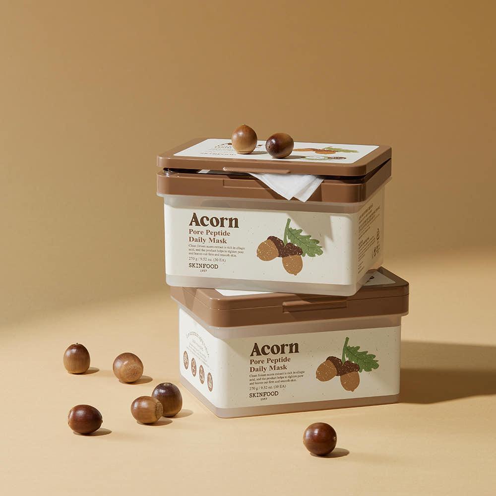 SKINFOOD Acorn Pore Peptide Daily Mask 30-Day Pore Refining & Firming Treatment | 30 Sheets