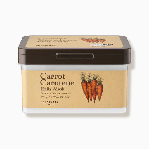 SKINFOOD Carrot Carotene Daily Mask Sheet 270g / 30 Sheets | Soothing Daily Hydration with Carrot Extract