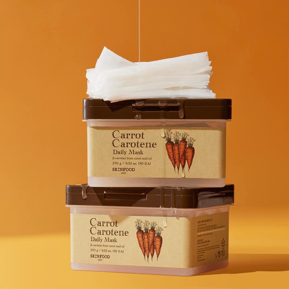 SKINFOOD Carrot Carotene Daily Mask Sheet 270g / 30 Sheets | Soothing Daily Hydration with Carrot Extract