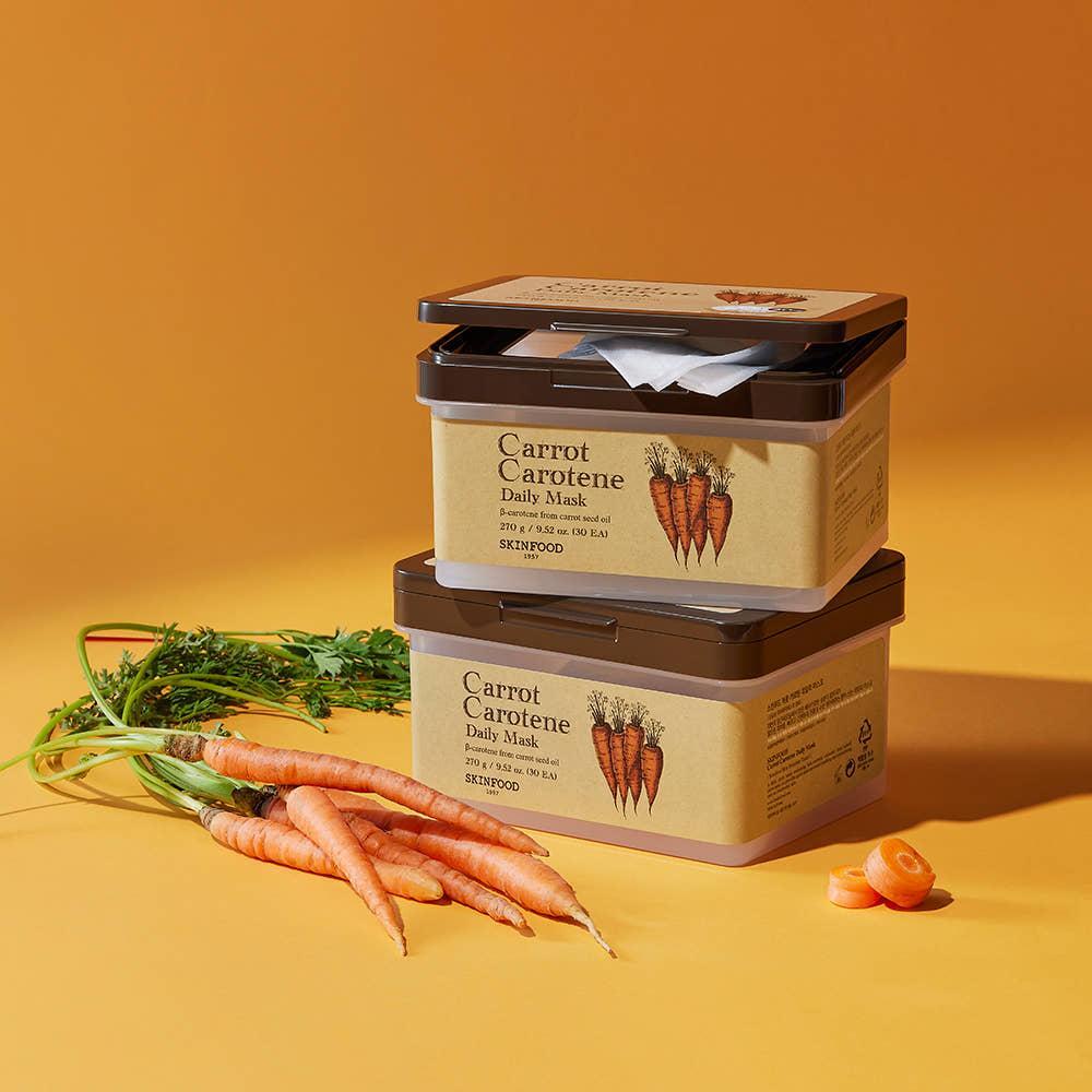 SKINFOOD Carrot Carotene Daily Mask Sheet 270g / 30 Sheets | Soothing Daily Hydration with Carrot Extract
