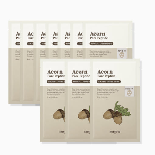 SKINFOOD Acorn Pore Peptide Mask 24ml x 10 Sheets | Daily Pore Care & Hydration with Acorn Extract & Peptides