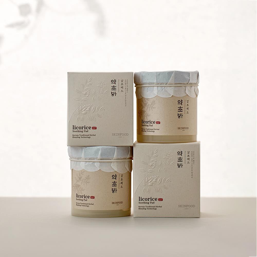 SKINFOOD Licorice Soothing Pad 250g / 60 Pads | Vegan Cooling Toner Pads for Irritated & Sensitive Skin