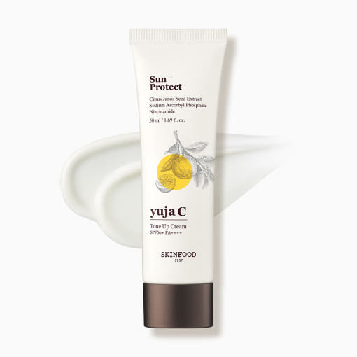 SKINFOOD Yuja C Tone Up Cream SPF50+ PA++++ 50ml | Brightening Vegan UV Protection + Natural Glow