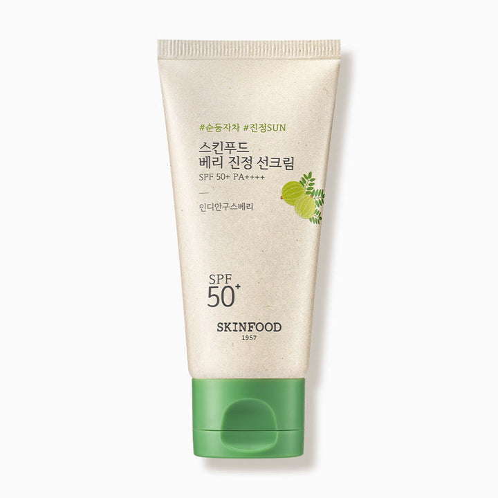 SKINFOOD Berry Soothing Sun Cream SPF50+ PA++++ 50ml | Soothing Indian Gooseberry Sunscreen for Sensitive Skin & Makeup Prep