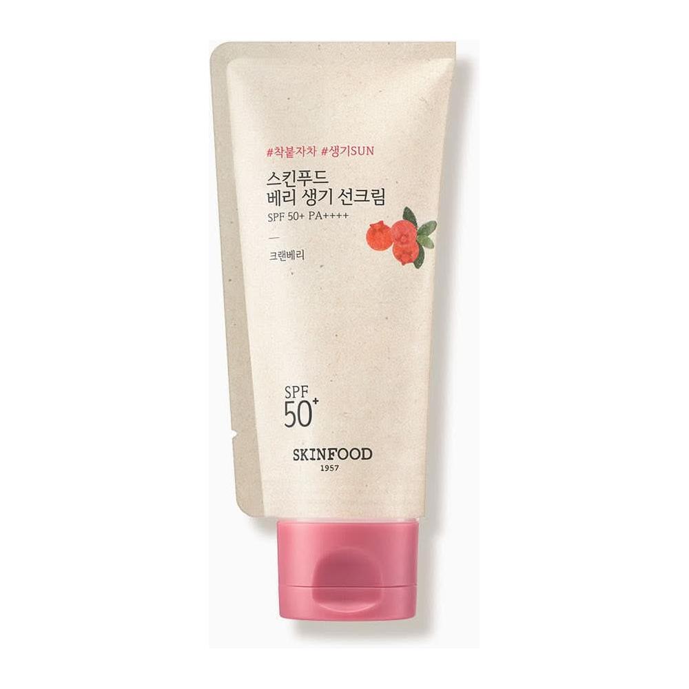 SKINFOOD Berry Glowing Sun Cream SPF50+ PA++++50ml | Brightening Cranberry Sunscreen for Radiant, Makeup-Friendly Protection