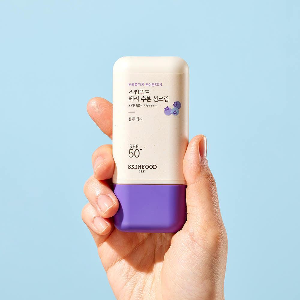 SKINFOOD Berry Moisturizing Sun Cream SPF50+ PA++++ 50ml | Hydrating Blueberry Sunscreen for Bright, Supple Skin