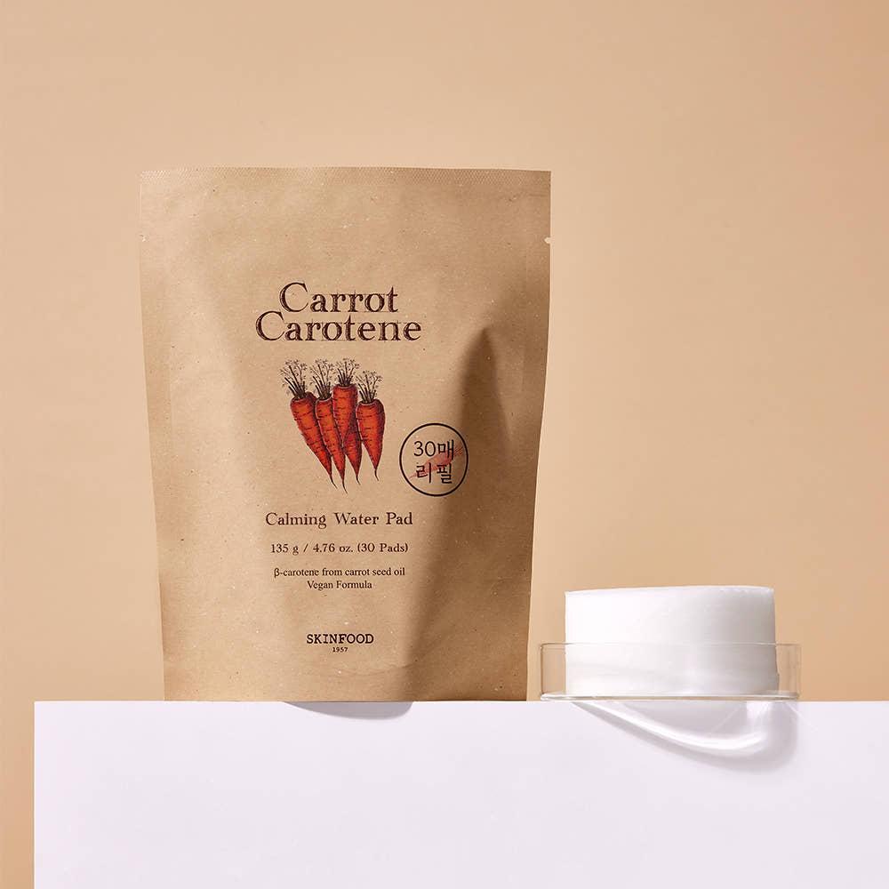 SKINFOOD Carrot Carotene Calming Water Pad (Refill) 135g / 30 Pads | Soothing Toner Pads with Beta-Carotene for Calm, Hydrated Skin