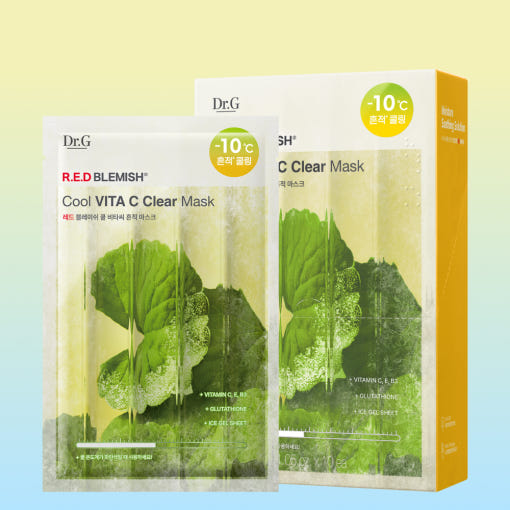 Dr.G RED BLEMISH Cool Vita C Clear Mask 30g x 10ea | Cooling Vitamin C Gel Sheet Mask for Pigmentation, Freckles &  Redness