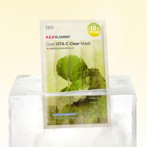 Dr.G RED BLEMISH Cool Vita C Clear Mask 30g x 10ea | Cooling Vitamin C Gel Sheet Mask for Pigmentation, Freckles &  Redness
