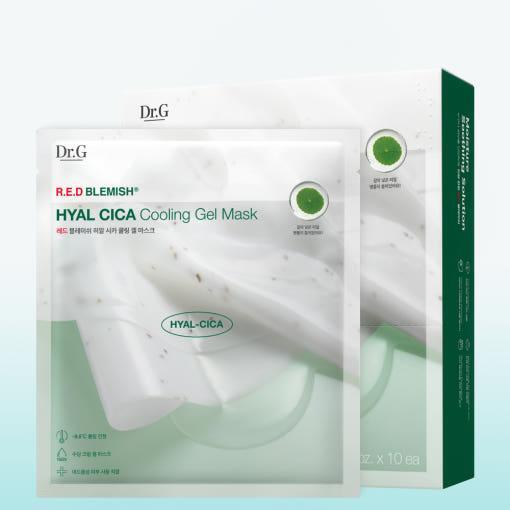 Dr.G RED BLEMISH HYAL CICA Cooling Gel Mask 27g x 10ea | Soothing Hydrogel Mask for Red, Blemish-Prone & Overheated Skin