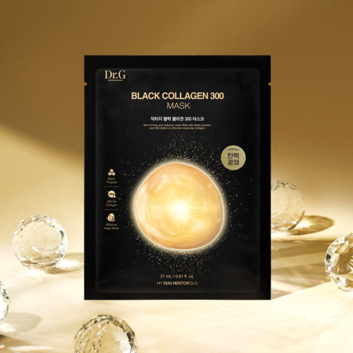 Dr.G Black Collagen 300 Mask 27g x 4 Sheets | Firming & Radiance Sheet Mask with Black Propolis Collagen