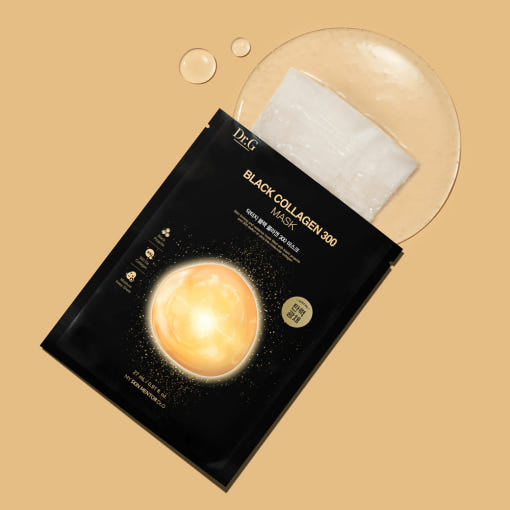Dr.G Black Collagen 300 Mask 27g x 4 Sheets | Firming & Radiance Sheet Mask with Black Propolis Collagen