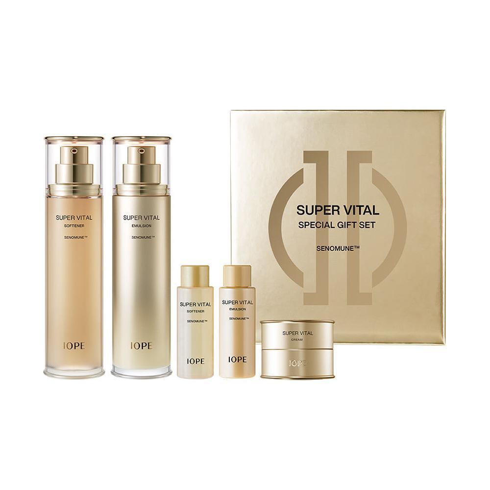 IOPE Super Vital Emulsion + Softener Set Anti-Aging Skincare Duo | 150ml + 150ml + 3-Piece Gift