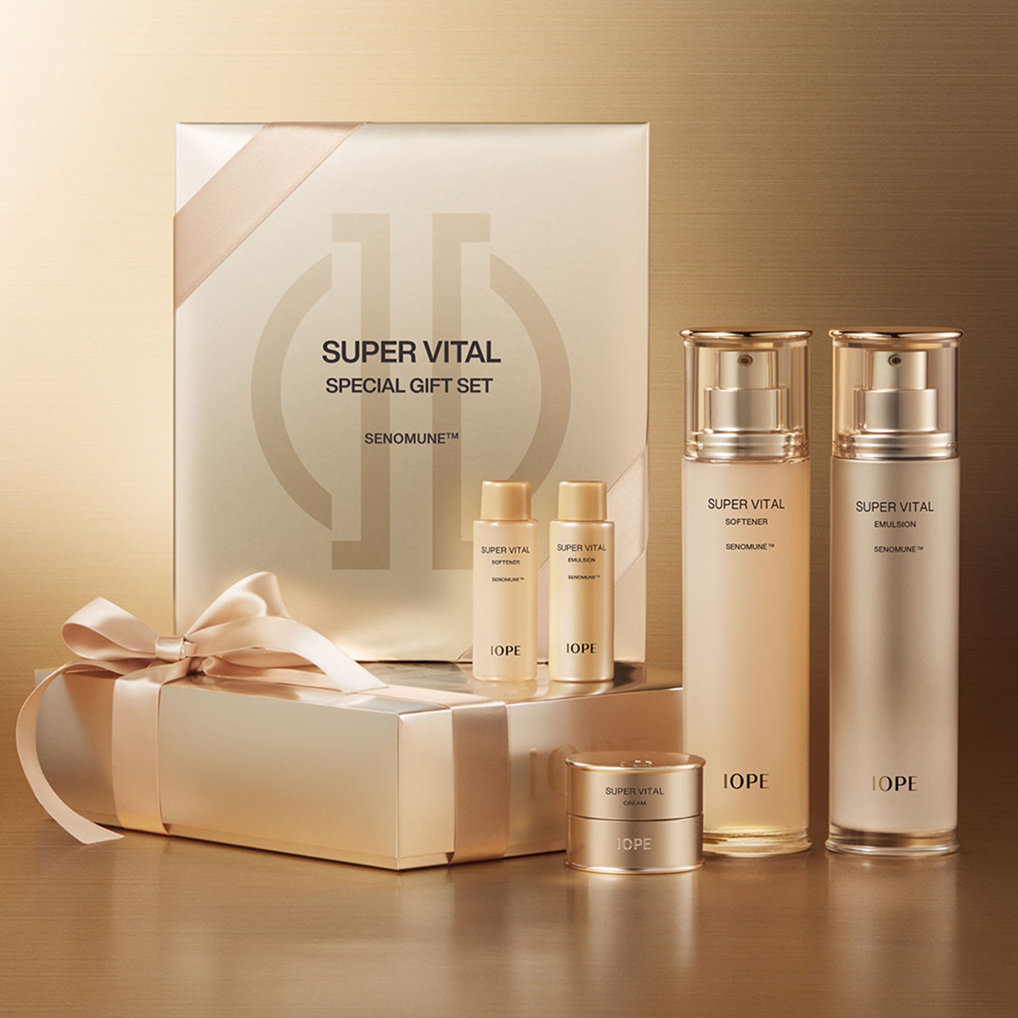 IOPE Super Vital Emulsion + Softener Set Anti-Aging Skincare Duo | 150ml + 150ml + 3-Piece Gift