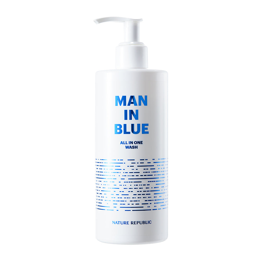 NATURE REPUBLIC Man In Blue All In One Wash 350ml | Face, Body & Hair Cleanser with Jeju Sea Water