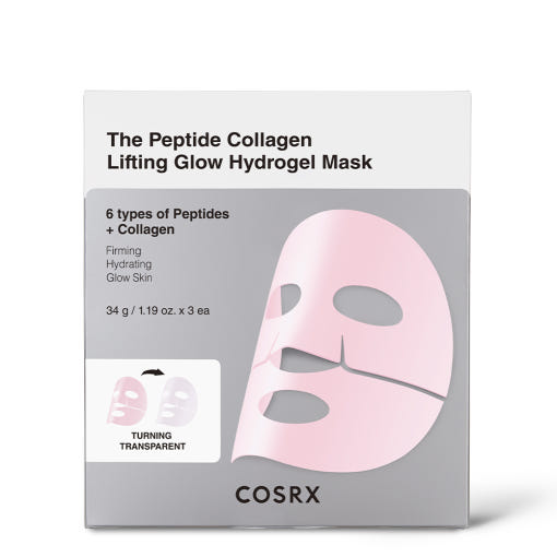 COSRX The Peptide Collagen Lifting Glow Hydrogel Mask - 34g x 3ea | Firming, Radiance-Boosting Peptide Sheet Masks