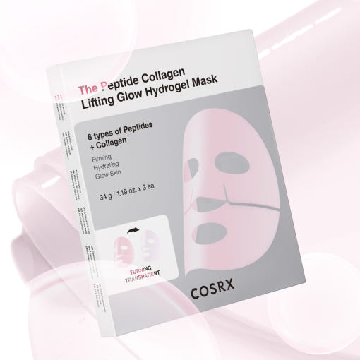 COSRX The Peptide Collagen Lifting Glow Hydrogel Mask - 34g x 3ea | Firming, Radiance-Boosting Peptide Sheet Masks