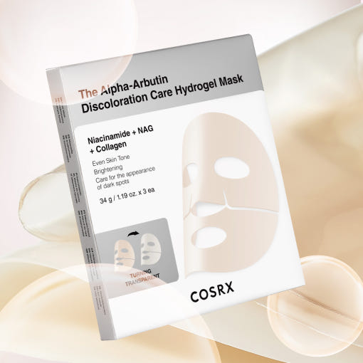 COSRX The Alpha-Arbutin Discoloration Care Hydrogel Mask - 34g x 3ea | Brightening & Blemish-Correcting Sheet Mask Set