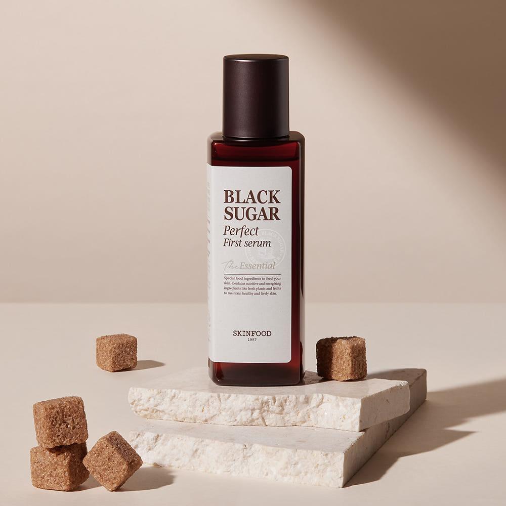 SKINFOOD Black Sugar Perfect First Serum The Essential 150ml | Brightening & Smoothing First Essence with 30% Black Sugar Extract