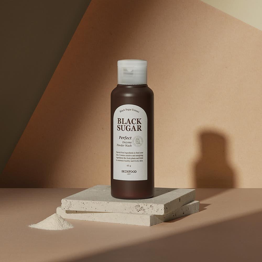 SKINFOOD Black Sugar Perfect Enzyme Powder Wash – 65g The Eco-Friendly Exfoliating Cleanser That Polishes Without Stripping