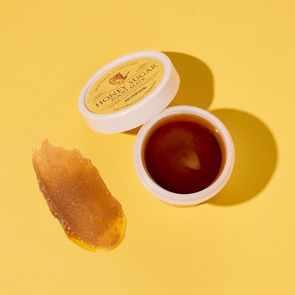 SKINFOOD Honey Sugar Face Mask 120g Dual Exfoliating & Hydrating Wash-Off Mask with 36% Black Sugar & Strawberry Extract