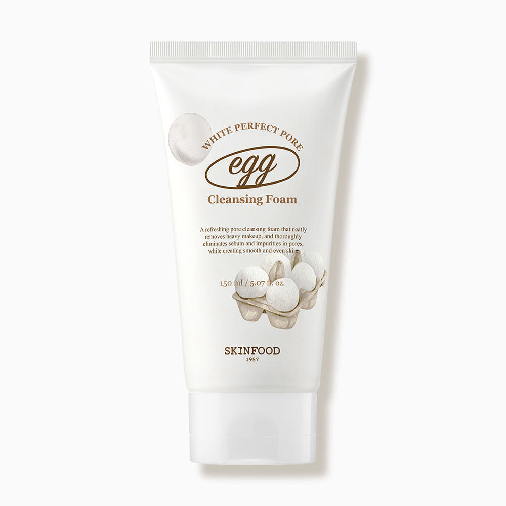 SKINFOOD Egg White Perfect Pore Cleansing Foam 150ml | Oil-Control & Pore-Tightening Face Wash with Egg White Extract