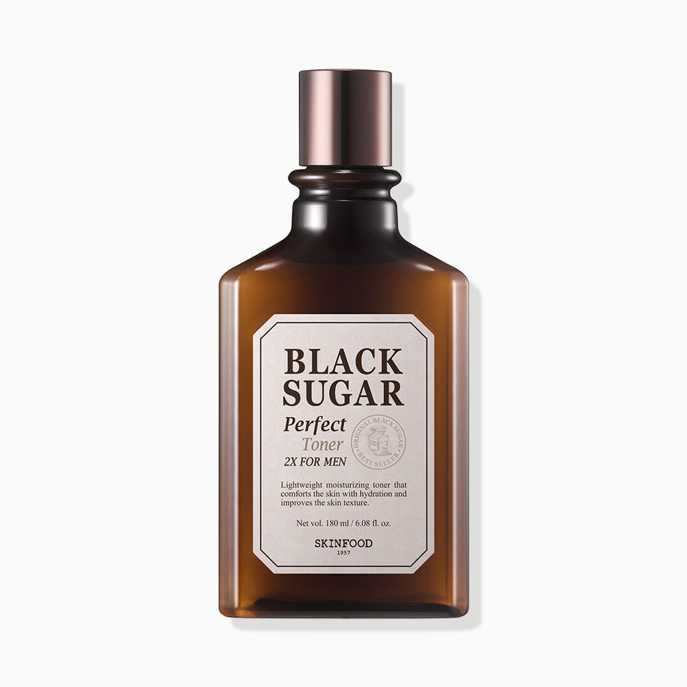 SKINFOOD Black Sugar Perfect Toner 2X For Men – 180ml | The All-in-One Exfoliating & Hydrating Tonic for Men's Tough Skin