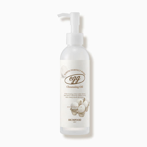 SKINFOOD Egg White Perfect Pore Cleansing Oil 200ml | Deep Cleansing & Makeup Remover with Egg White Extract for Oily & Combination Skin